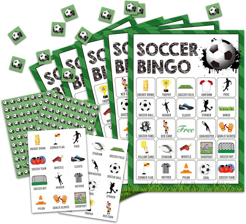 OZTEMETY Soccer Bingo Card Game, Soccer Bingo Game for Adults, Sports Party Supplies, Favors, Soccer Party Decorations, Gift – 24 Players Bingo Game, C05 - Image 1